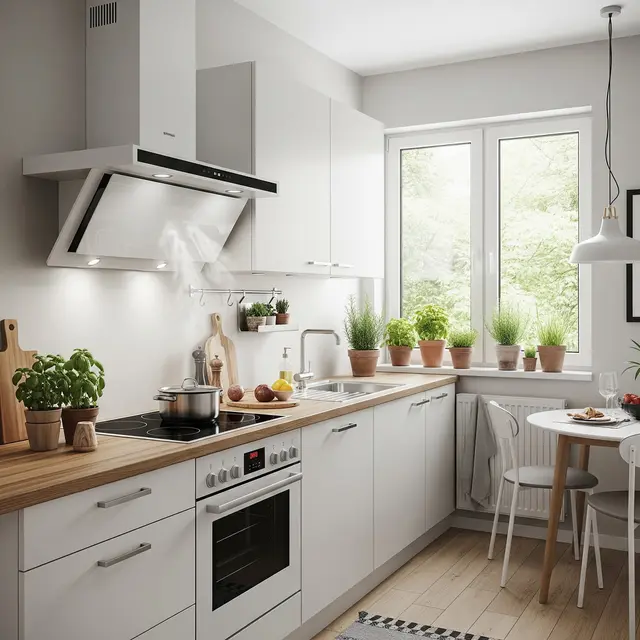 Contoh Dapur Kecil yang Tidak Menyebarkan Bau Masakan ke Seluruh Rumah (AI Generated)