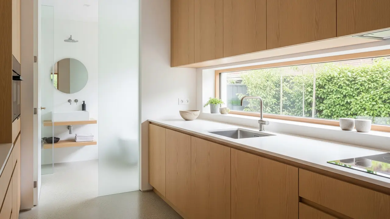 Dapur Minimalis Dekat Kamar Mandi (Gemini AI)