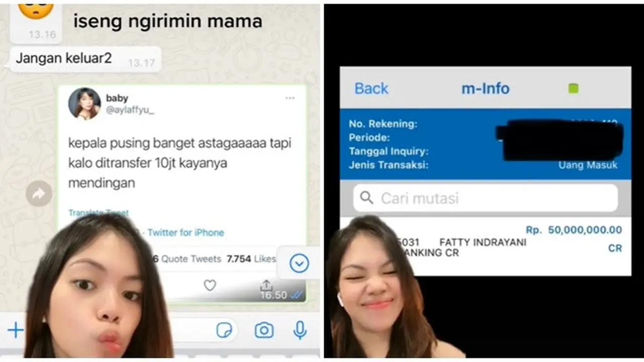 Iseng Minta Uang Rp 10 Juta Kepada Ibunda, Wanita Ini Malah Dikirimkan Rp 50 Juta