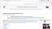 Laman pemilihan presiden Indonesia 2019 di Wikipedia bahasa Indonesia