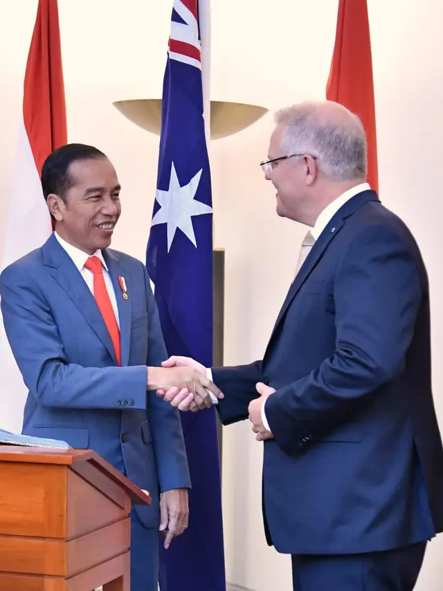 Kunjungan Jokowi ke Australia, temui PM Scott Morrison.
