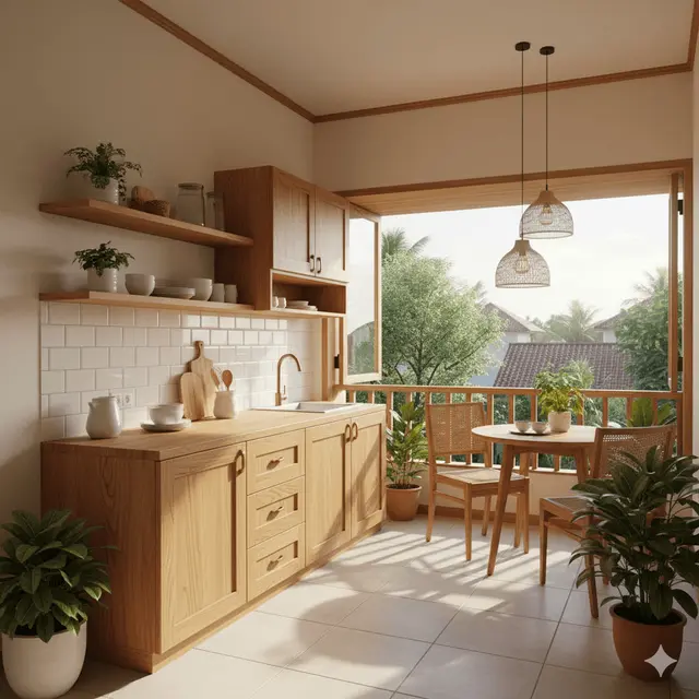 Inspirasi Dapur Kecil di Balkon Rumah Kos Sederhana. Gemini