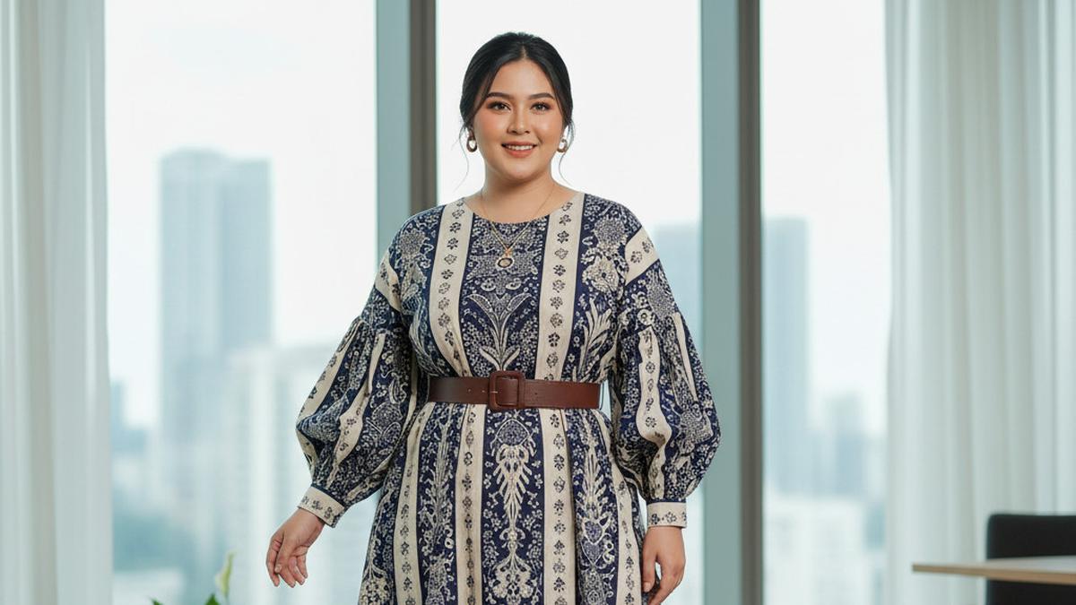 8 Inspirasi Model Dress Batik Lengan Bishop untuk Plus Size, Tampil Lebih Anggun &amp; Memesona