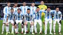 Starting XI pemain Argentina pada laga FIFA Matchday melawan El Savador yang berlangsung di Lincoln Financial Field, Philadelphia, Amerika Serikat, Sabtu (23/03/2024) WIB. La Albiceleste menang dengan skor 3-0. (AFP/Charly Triballeau)
