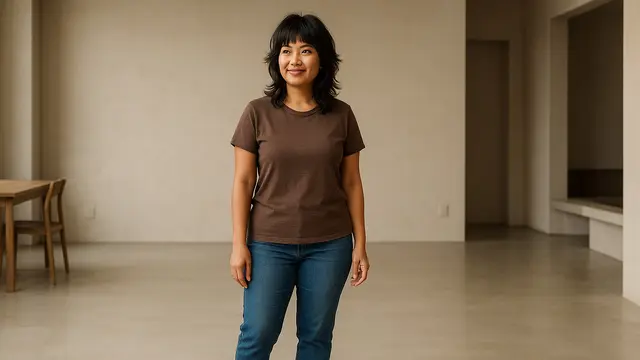 Model Rambut Layer Panjang Berponi Wajah Bulat untuk Usia 30 Tahun/via ChatGPT