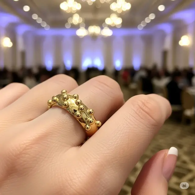 Cincin Aksen Bola Emas Mewah Subtile