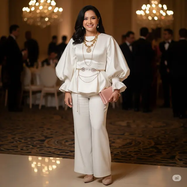Inspirasi Dress Pesta Peplum High Waist Satin. Foto: Gemini