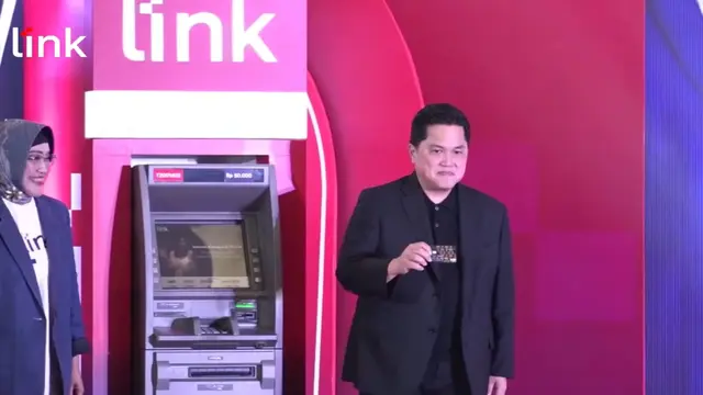 Menteri BUMN Erick Thohir meresmikan integrasi dan wajah baru ATM Link  di Pos Bloc, Jakarta, Selasa (26/9/2023). (Tira/Liputan6.com)