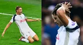 Foto kolase ekspresi selebrasi dan kecewa pemain Tottenham Hotspur, Micky van de Ven dalam laga final UEFA Super Cup 2025 melawan PSG di Bluenergy Stadium, Udinese, Italia, Rabu (13/08/2025) waktu setempat. (Foto kolase:AP Photo/Denes Erdos dan AFP/Marco Bertorello)