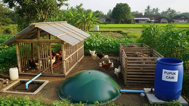 desain kandang ayam yang menghasilkan biogas skala kecil