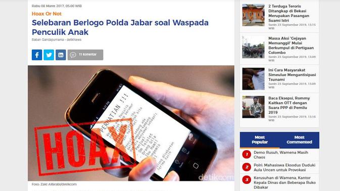 [Cek Fakta] Waspada Penculikan Anak Marak di Jawa Barat, Fakta atau Hoaks?