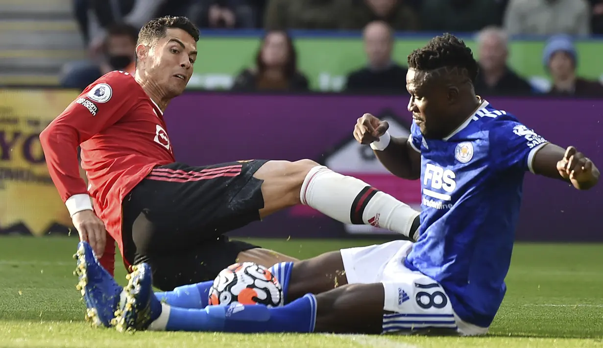 Berlaga di Stadion King Power, Cristiano Ronaldo dan kawan-kawan dipaksa menerima kekalahan dengan skor 4-2. (AP/Rui Vieira)