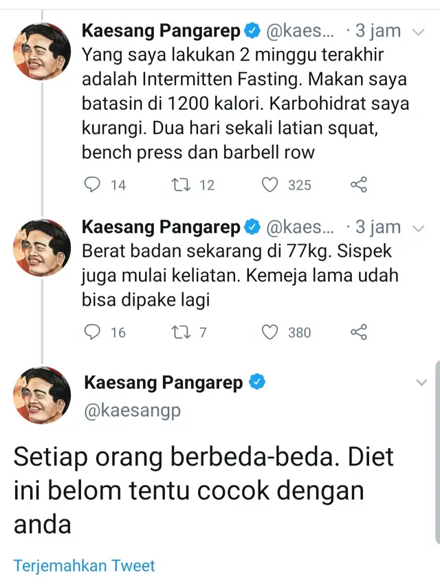 Unggahan Kaesang Pangarep. (Foto: Instagram @kaesangp)