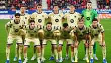 Starting XI skuad Barcelona saat bermain di markas Osasuna di pekan ke-34 Liga Spanyol 2025/2026 di El Sadar, Minggu (03/05/2026) dini hari WIB. (AP Photo/Miguel Oses)