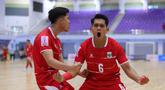 Pemain Timnas Futsal Indonesia, Andreas Dwi melakukan selebrasi usai mencetak gol ke gawang Australia pada laga terakhir Grup B Piala AFF Futsal 2026 di Nonthaburi Hall, Bangkok, Thailand, Rabu (8/4/2026) siang. (Dok. Federasi Futsal Indonesia)