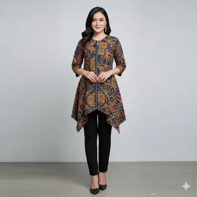 7 Model Atasan Batik Resleting Depan, Elegan tapi Tetap Simpel dan Praktis