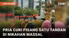 Aksi tidak terpuji dilakukan seorang pria di ruang publik. Terjadi saat gelaran acara nikah massal sebagai rangkaian peringatan Hari Jadi Kota Madiun ke-104. Pria tersebut mencuri satu tandan pisang yang menjadi hiasan acara.