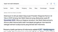 Pencarian seputar hari batik nasional meningkat drastis di Google (Foto: Google Indonesia)