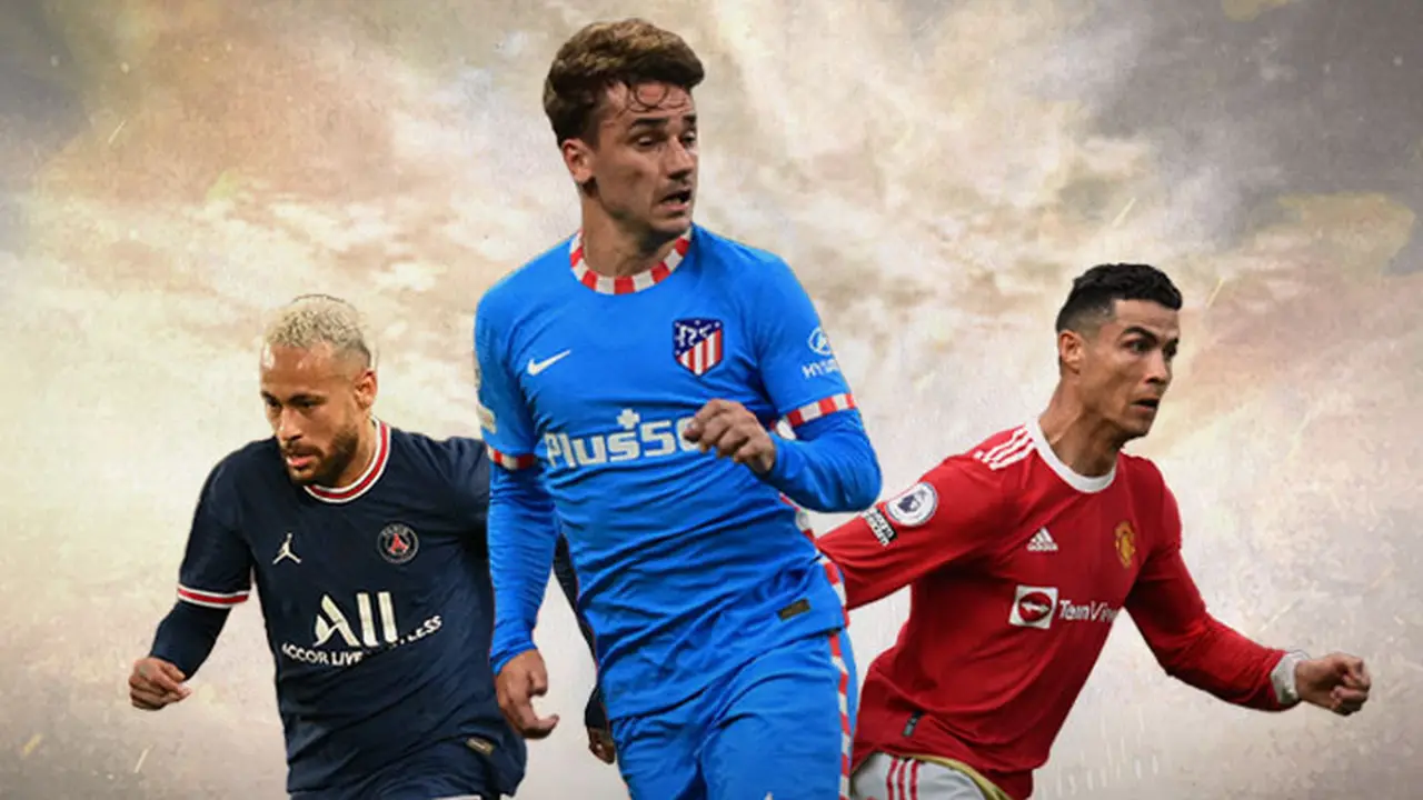 Ilustrasi - Neymar, Antoine Griezmann, Cristiano Ronaldo