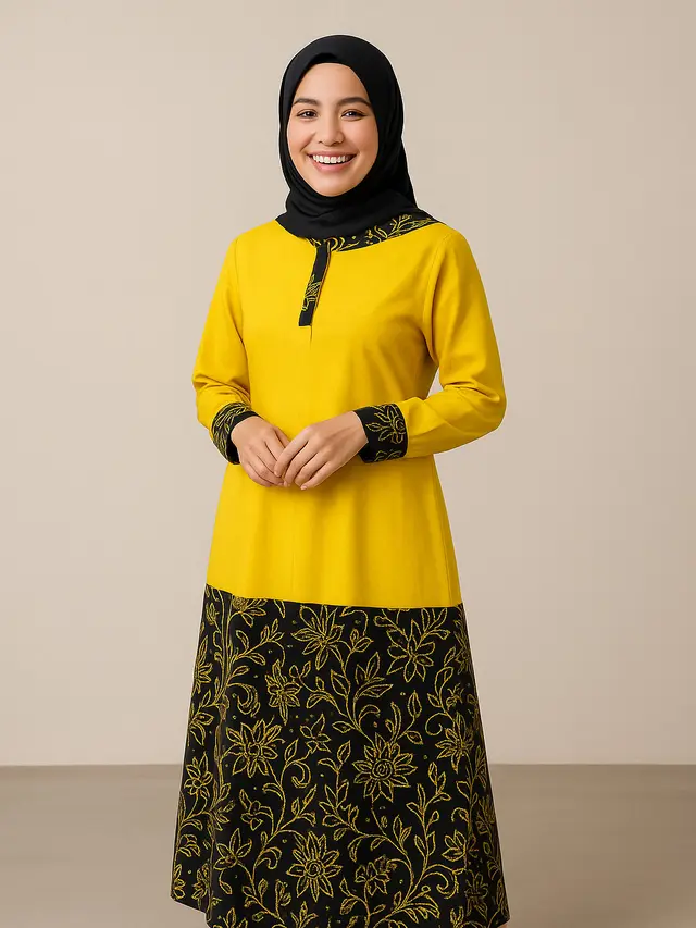 Gamis Batik Kombinasi Warna Bold Kontras/Ilustrasi ChatGPT