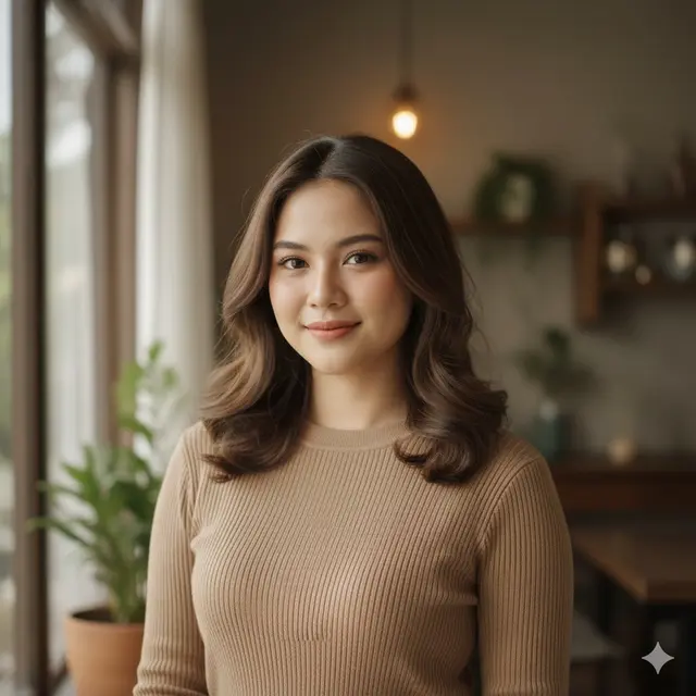 Model Rambut Sebahu Ikal Natural untuk Wajah Bulat