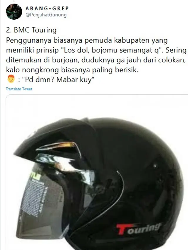 tipe cowok berdasarkan helmnya