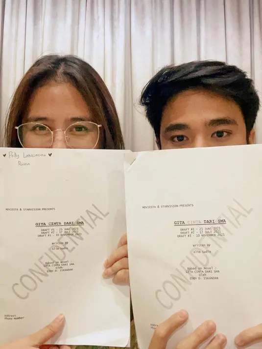 Potret Prilly Latuconsina dan Yesaya Abraham Sitanggang sebelum syuting Gita Cinta dari SMA dimulai. (Foto: Instagram/ prillylatuconsina96)