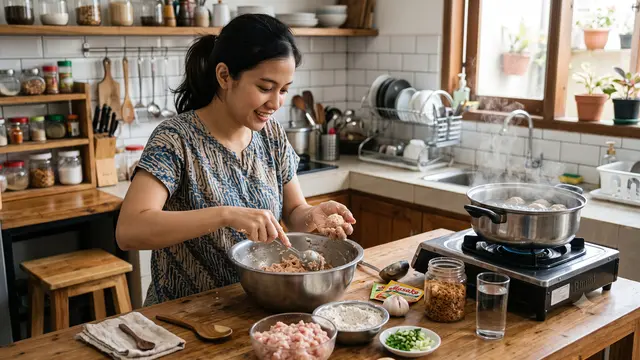 Cara Membuat Bakso Ayam Tanpa Blender (AI Generated)
