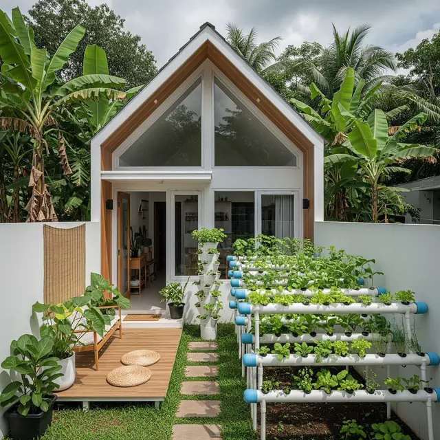 9 Model Rumah Mungil tapi Punya Halaman Belakang untuk Hidroponik