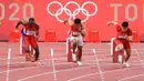 Pada Olimpiade 2020 Tokyo, Lalu Muhammad Zohri (tengah) mencatatkan waktu 10,26 detik dan terhenti pada babak heat atau penyisihan. (Dok NOC Indonesia)