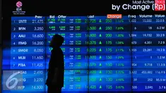 Karyawan melihat pergerakan Indeks Harga Saham Gabungan di Bursa Efek, Jakarta, Jumat (25/11). Indeks harga saham gabungan (IHSG) pada sesi I siang Jumat (25/11) naik 5,3 (0,10 persen) ke level 5.112,9. (Liputan6.com/Angga Yuniar)
