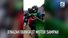 Tidak adanya fasilitas ambulans di Desa Cikahuripan, Jawa Barat, jenazah terpaksa dibawa motor pengangkut sampah.