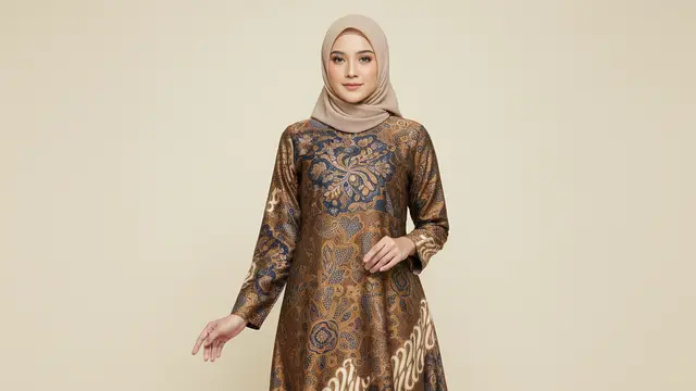 Pilihan Gamis Batik Silk Look Jatuh Lembut Terbaru by Gemini