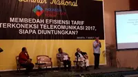 Seminar Indonesia Technology Forum di Jakarta, Selasa (7/3/2017) membahas seputar penetapan biaya interkoneksi. (Liputan6.com/Agustinus M Damar)