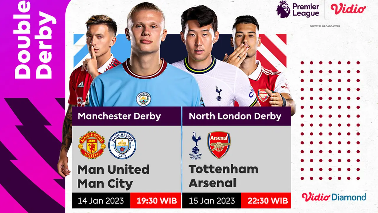 Live Streaming Big Match Liga Inggris Derby Manchester & London di Vidio Pekan Ini