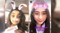 Alia Abhatt dan Prilly Latuconsina menggunakan filter wajah di Instagram. Dok: Instagram