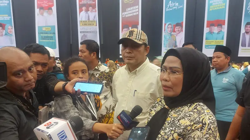 Ketua DPD Golkar Banten Ratu Tatu Chasanah, saat menghadiri deklarasi pasangan bakal calon Gubernur Banten, Airin-Ade di ICE BSD, Kabupaten Tangerang, Minggu (25/8/2024)