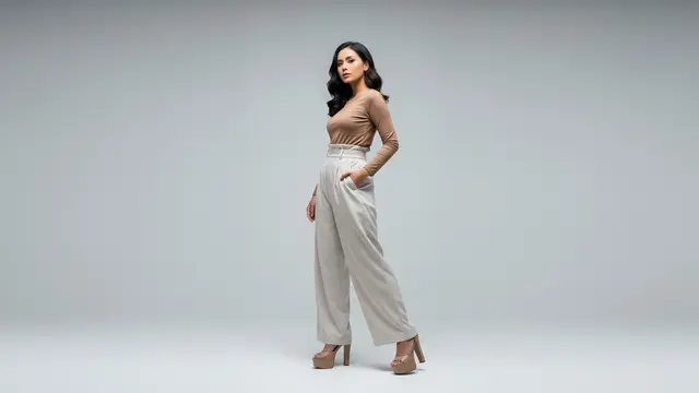 Model Celana Panjang Wanita untuk Paha Besar High Waist