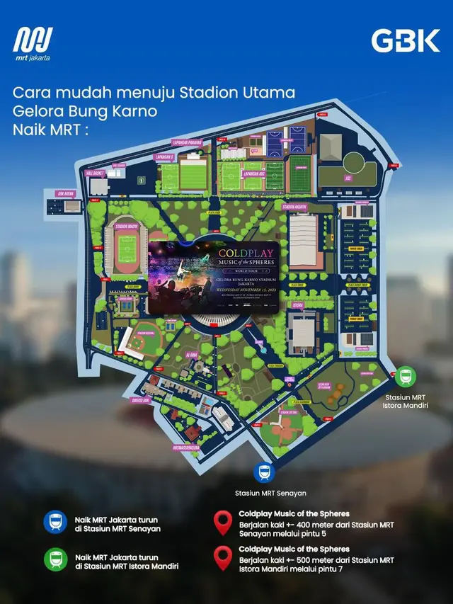 Jadwal MRT saat konser Coldplay di Jakarta. (Twitter/ mrtjakarta)