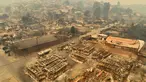 Pemandangan udara dari terminal bus di komune El Olivar setelah kebakaran hutan yang melanda perbukitan Vina del Mar, Chili, diambil pada tanggal 3 Februari 2024. (Javier TORRES/AFP)