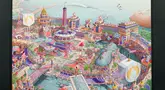 Penampakan poster resmi Olimpiade dan Paralimpiade Paris 2024 saat dipamerkan di Museum Orsay (Musée d'Orsay), Paris, Prancis pada Senin (4/3/2024) waktu setempat. (AFP/Dimitar Dilkoff)