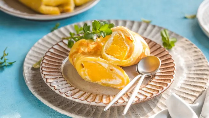 resep buah mango crepe camilan krim pancake