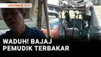 Bajaj yang digunakan oleh pemudik, terbakar di jalur pantura Bekasi, Jawa Barat. Sebanyak tiga mobil pemadam kebakaran dikerahkan untuk memadamkan api.