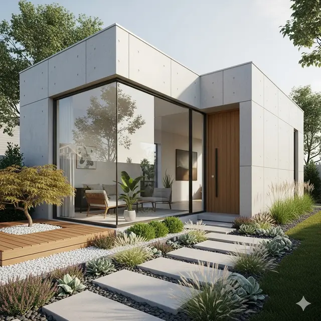 Inspirasi 7 Desain Rumah 8x12 Meter Minimalis Modern dengan Taman Belakang Asri (Image by Gemini AI)