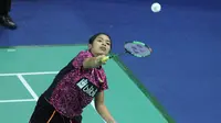 Tunggal putri Indonesia, Gregoria Mariska Tunjung, menyumbang kemenangan pada perempat final Kejuaraan Dunia Junior 2017 kontra China di GOR Among Rogo, Kamis (12/10/2017). (PBSI)