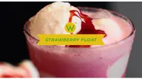 Ciptakan suasana ceria saat berkahir pekan di rumah dengan Strawberry Float, minuman penghilang dahaga buatan sendiri. (Foto: wanderbites.com)