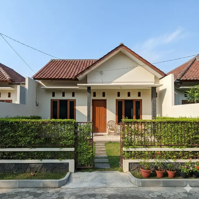Model Rumah dengan Pagar Teh-Tehan (Foto: Gemini AI)
