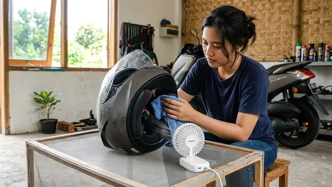 Trik Keringin Helm Basah Supaya Busunya Nggak Mbau Ameh
