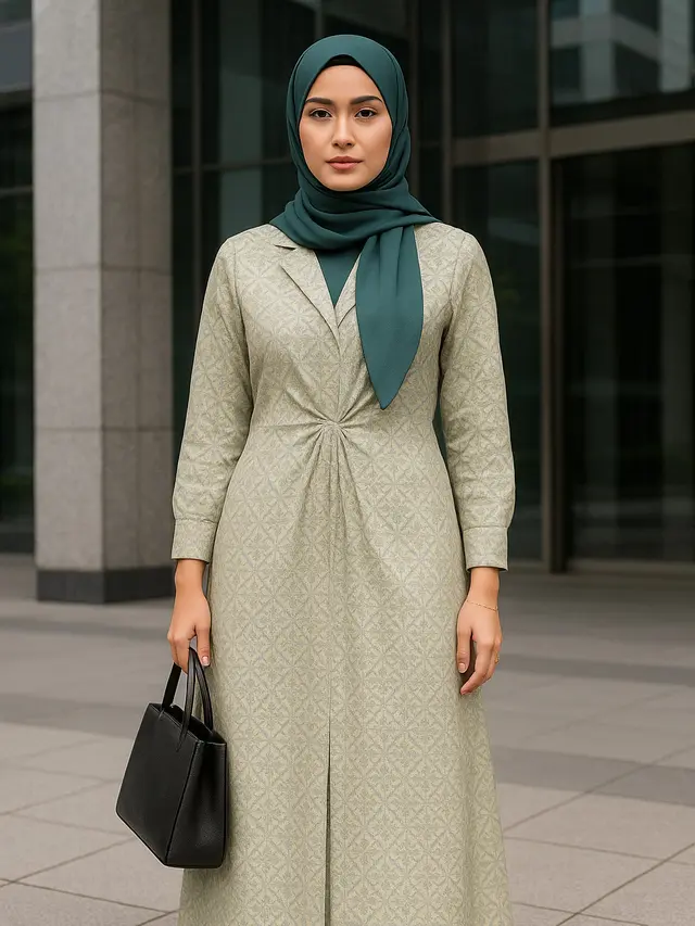 Rekomendasi Gamis Batik Belah Tengah Modern untuk ke Kantor 2025 (Foto: ChatGPT)