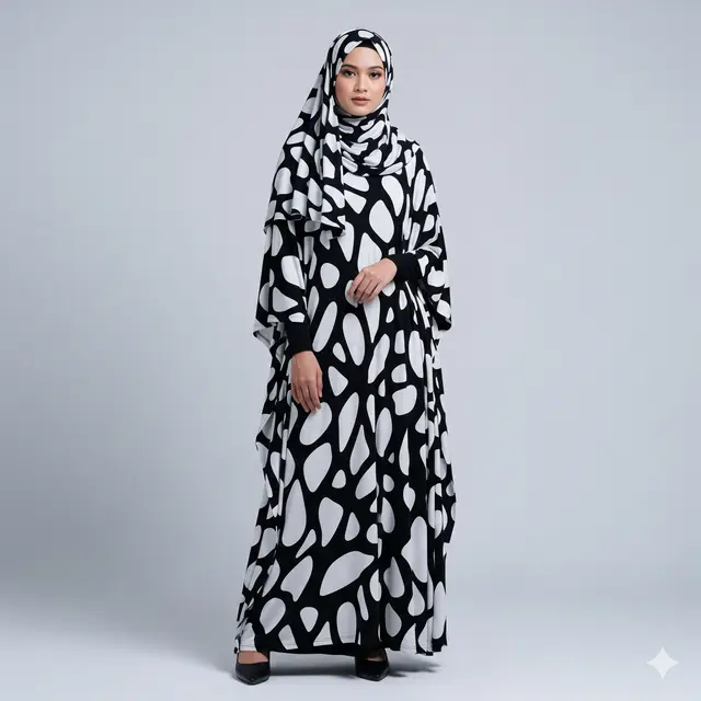 Model Gamis Bahan Jersey dengan Potongan Payung yang Nyaman. Gemini